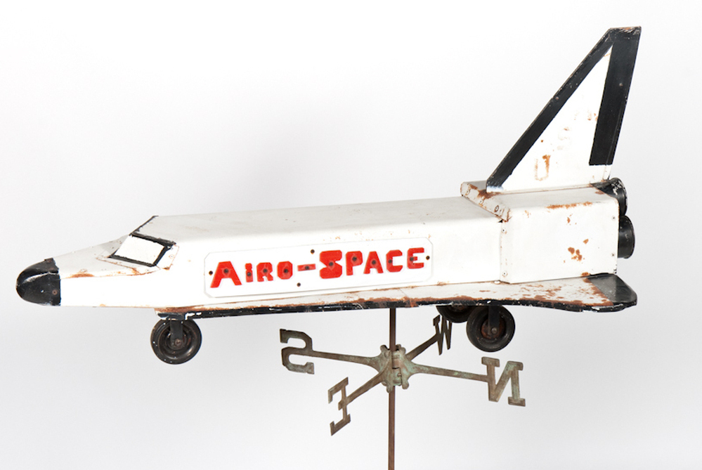 A weather vane made by a Pennsylvania farmer during the  1980s is the one Space Shuttle-themed artifact John Kleeman has in his collection at the Space Age Museum.