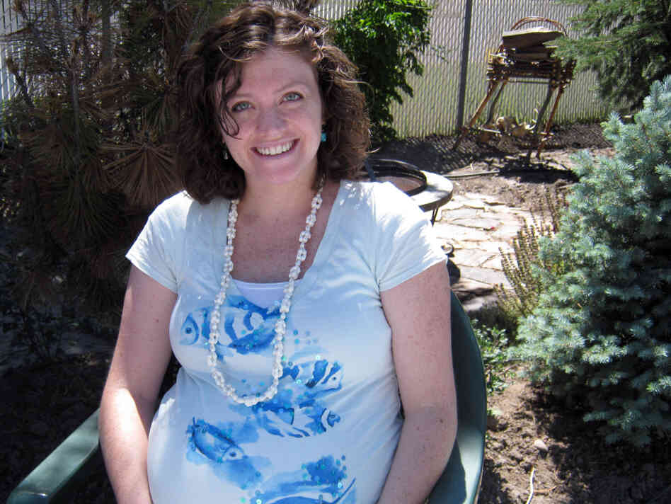 Lucy Peck is seen this past weekend at an aquarium-themed baby shower hosted by her mom, aunt and sister-in-law. Lucy is planning a drug-free birth at a hospital with the support of her husband and sister.
