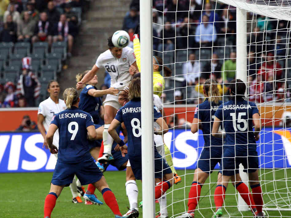 Abby Wambach scores the second U.S. goal against France during their FIFA Women's World Cup 2011 semifinal match. The Americans won, 3-1. Abby Wambach scores the second U.S. goal against France during their FIFA Women's World Cup 2011 semifinal match. The Americans won, 3-1.