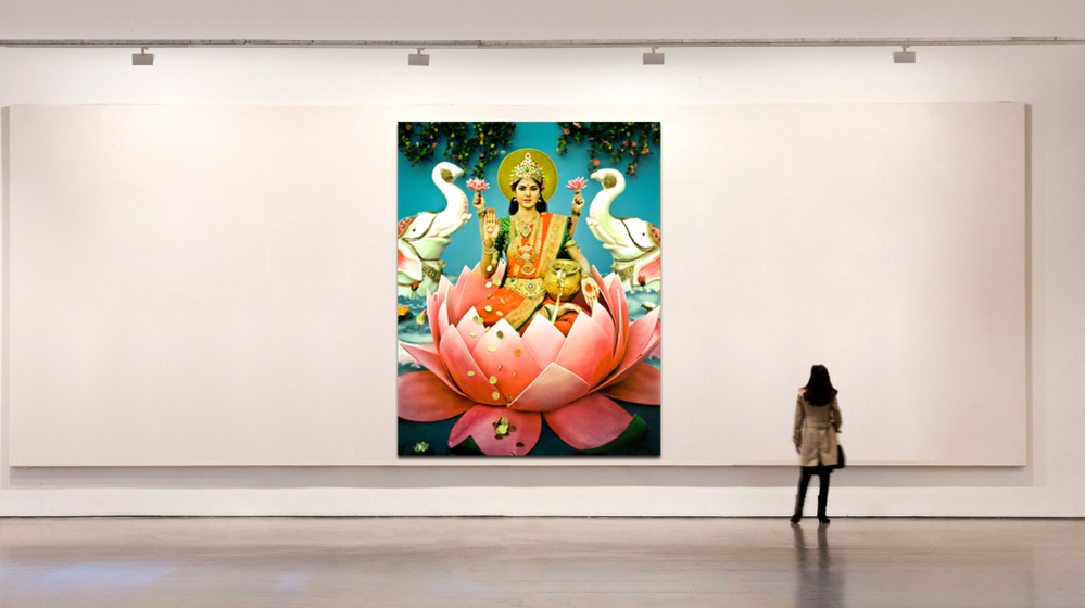 "I see Darshan displayed as an installation of 6-feet-tall prints," she writes. "An exhibit will be designed to evoke the experience of a Hindu temple."