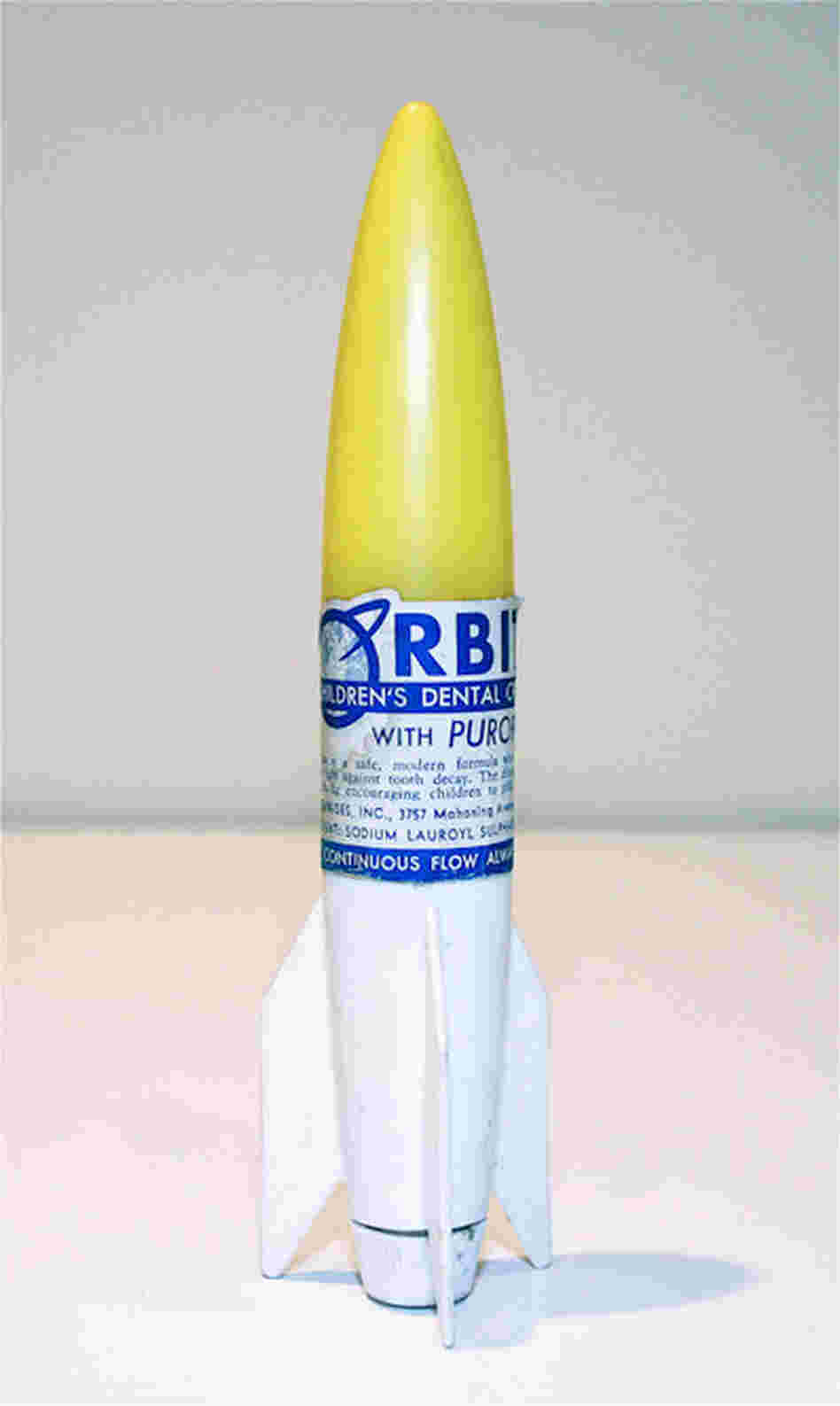 Orbit's rocket toothpaste tube, circa 1955