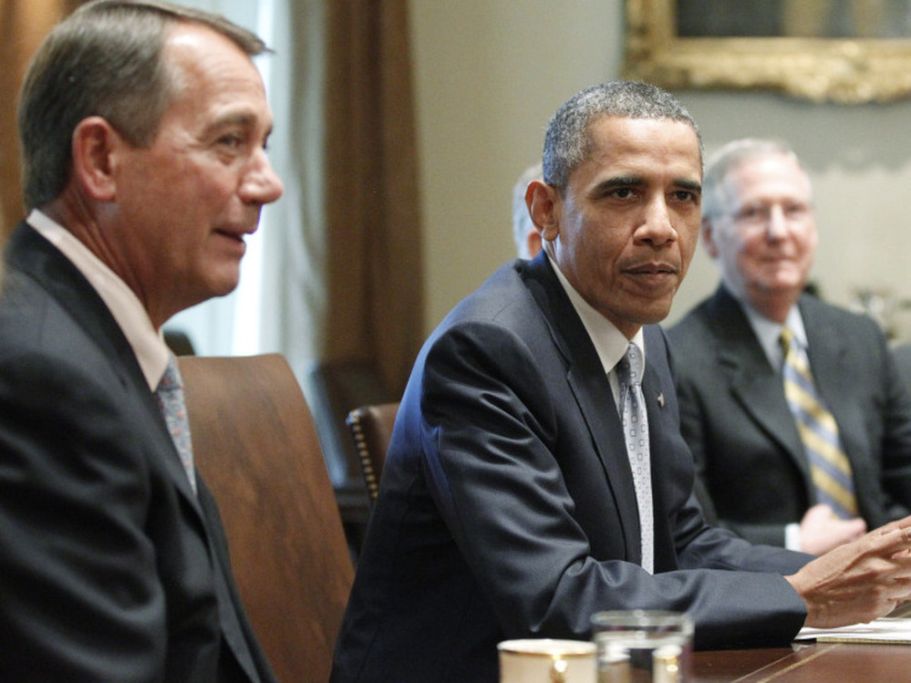 President Obama with House Speaker John Boehner and Senate Minority Leader Mitch McConnell,  Wednesday, July 13, 2011.