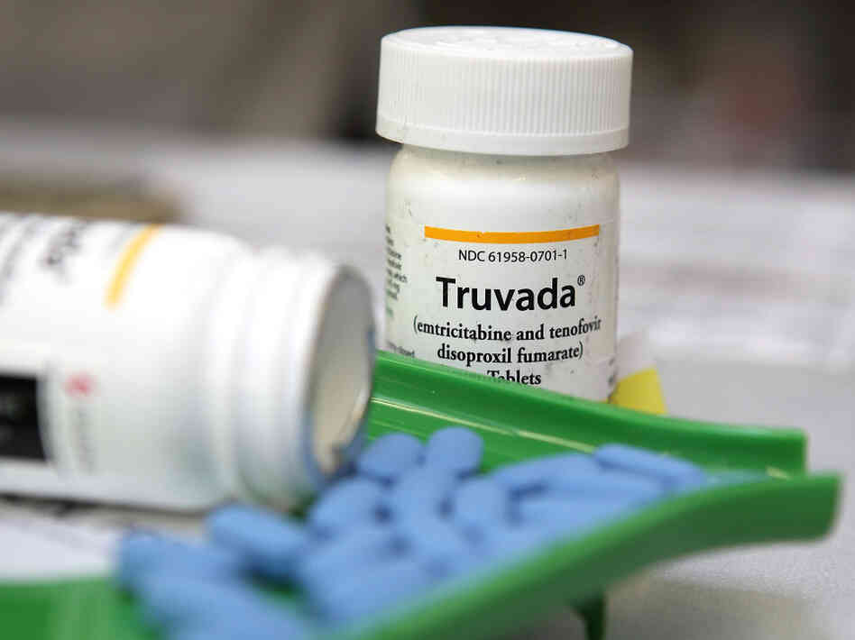 Bottles of antiretroviral drug Truvada, a medicine used in trials that showed a reduction in transmission of HIV between heterosexuals.