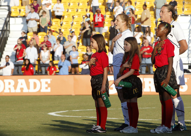 Young female soccer players in the U.S. are ready for some new idols, like defender Rachel Buehler and forward Abby Wambach of the U.S. Women's National Soccer Team.