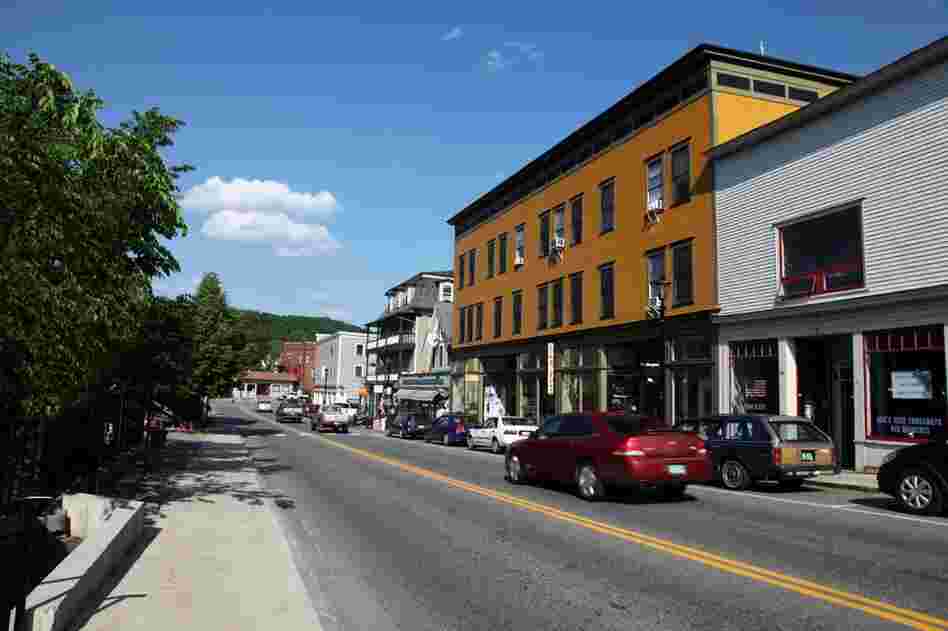 Main Street in Hardwick, Vt., a town with an unemployment rate 40 percent higher than the Vermont average.