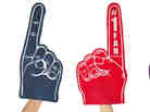Foam fingers. Foam fingers.