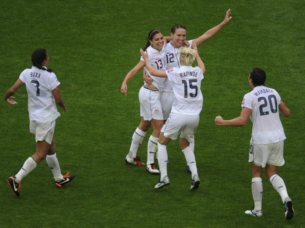 Power In Reserve: Strikers Alex Morgan (second from left) and Lauren Cheney have added firepower to the U.S. lineup, while midfielder Megan Rapinoe has adjusted to coming in off the bench to energize the American attack — and set up goals for Abby Wambach.