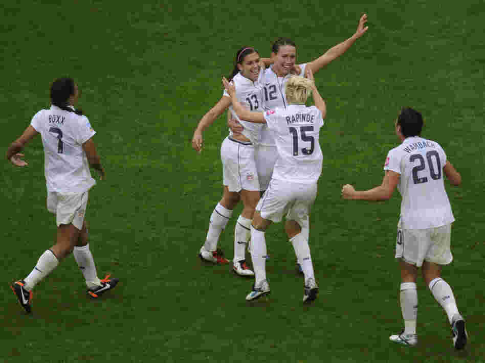 Power In Reserve: Strikers Alex Morgan (second from left) and Lauren Cheney have added firepower to the U.S. lineup, while midfielder Megan Rapinoe has adjusted to coming in off the bench to energize the American attack — and set up goals for Abby Wambach.