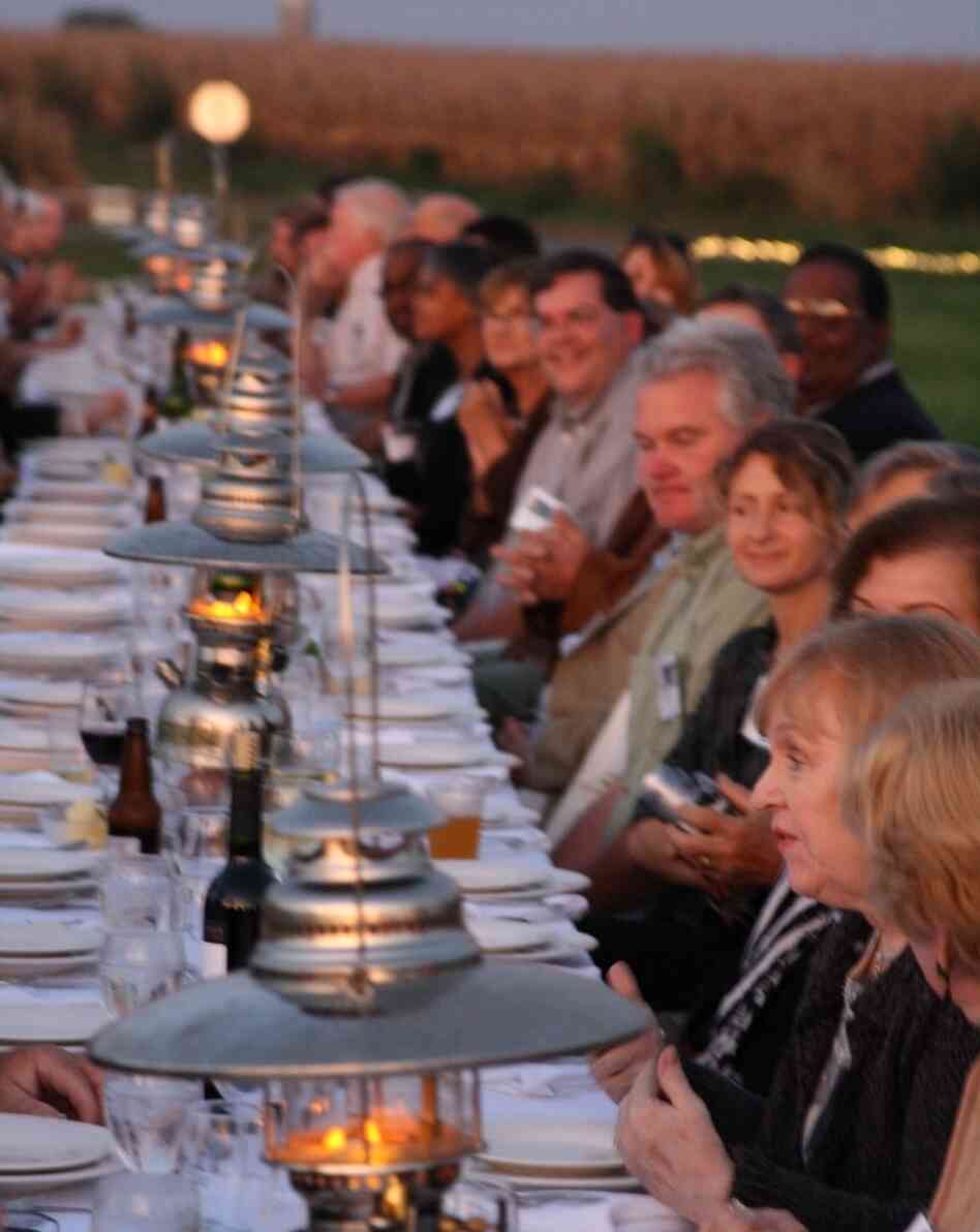 Farm dinners happen at St. Brigid's Farm in Maryland rain or shine. They serve multicourse meals in the field. Farm dinners happen at St. Brigid's Farm in Maryland rain or shine. They serve multicourse meals in the field.