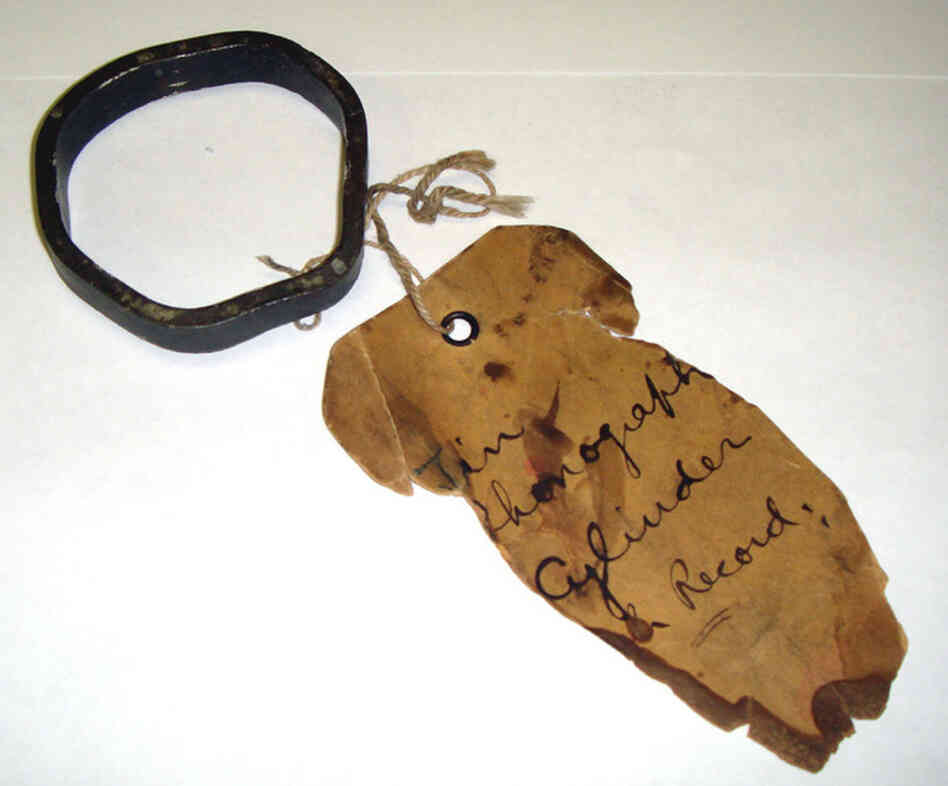 This battered tin cylinder record was found in the 1960s in a desk belonging to Thomas Edison's secretary. But no one could play it until recently. This battered tin cylinder record was found in the 1960s in a desk belonging to Thomas Edison's secretary. But no one could play it until recently.
