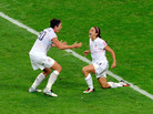 Alex Morgan and Abby Wambach a goal during the FIFA Womens's World Cup Final between the United States of America and Japan. Alex Morgan and Abby Wambach a goal during the FIFA Womens's World Cup Final between the United States of America and Japan.