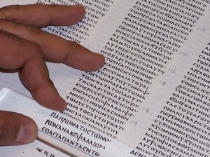 A scholar at the New Orleans Baptist Theological Seminary examines early Greek manuscripts of the New Testament. A scholar at the New Orleans Baptist Theological Seminary examines early Greek manuscripts of the New Testament.