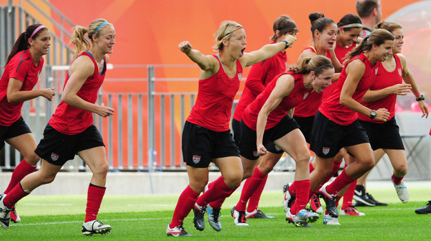 Team USA warms up a day before the championship game. Team USA warms up a day before the championship game.