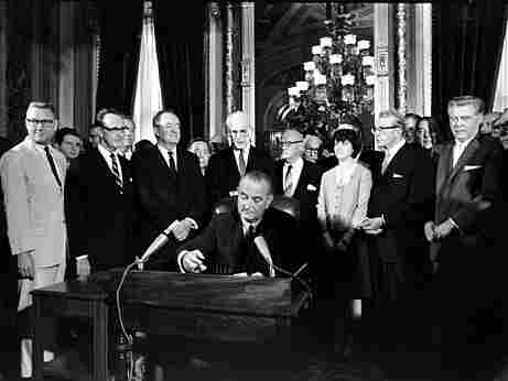 President Lyndon B. Johnson signs the Voting Rights Act into law. One provision of the law is still controversial. President Lyndon B. Johnson signs the Voting Rights Act into law. One provision of the law is still controversial.