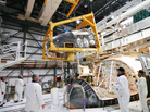 A large section of Discovery's nose, called the forward reaction control system, which helped steer the shuttle while in orbit, was removed in March. The spacecraft will be cleaned and detoxified before being put on display in museums. A large section of Discovery's nose, called the forward reaction control system, which helped steer the shuttle while in orbit, was removed in March. The spacecraft will be cleaned and detoxified before being put on display in museums.