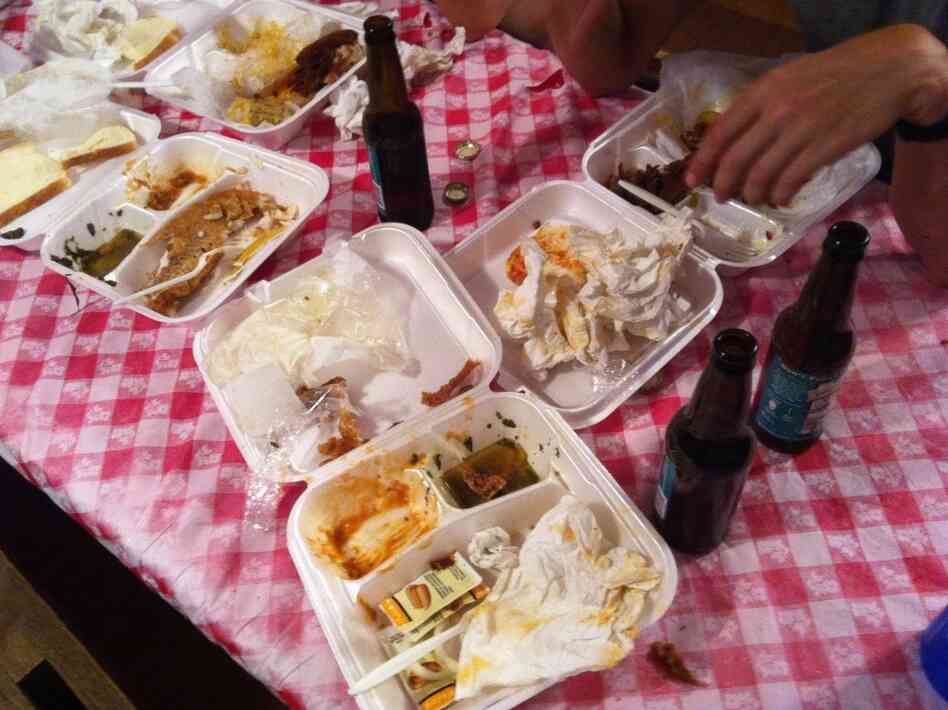 It may seem like we cleaned our plates, but really the chicken just spontaneously combusted halfway through dinner.