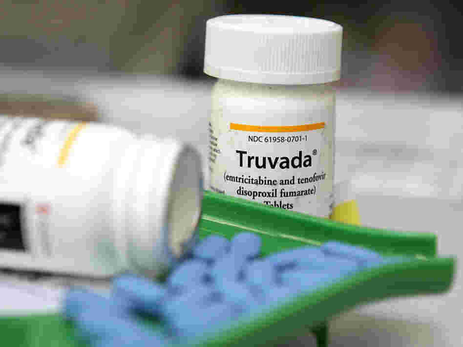 Bottles of antiretroviral drug Truvada, a medicine used in trials that showed a reduction in transmission of HIV between heterosexuals.