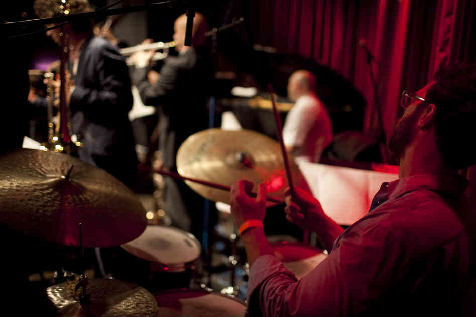 Drummer Jeff Davis and the Pedro Giraudo Jazz Orchestra.