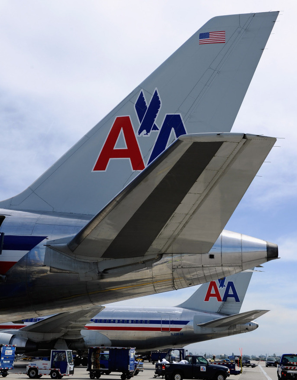 American Airlines jets at Los Angeles International Airport. April 5, 2011, file photo.