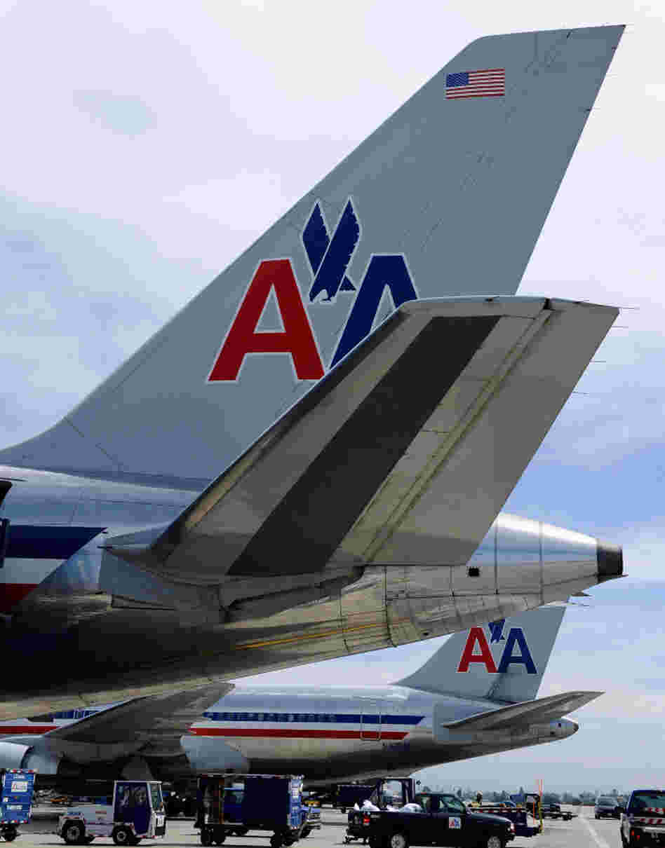 American Airlines jets at Los Angeles International Airport. April 5, 2011, file photo.
