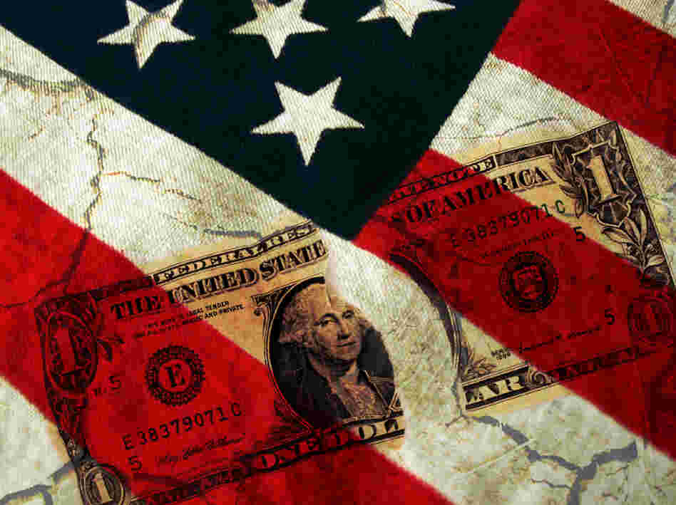 Dollar Bill across American Flag