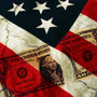 Dollar Bill across American Flag