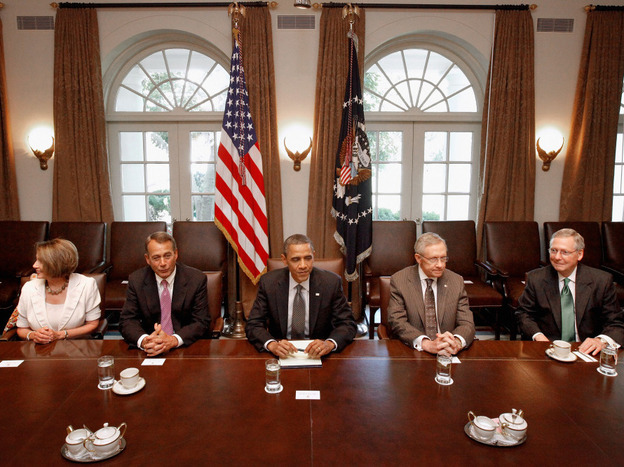 President Obama and Congressional leaders at the White House, July 14, 2011.