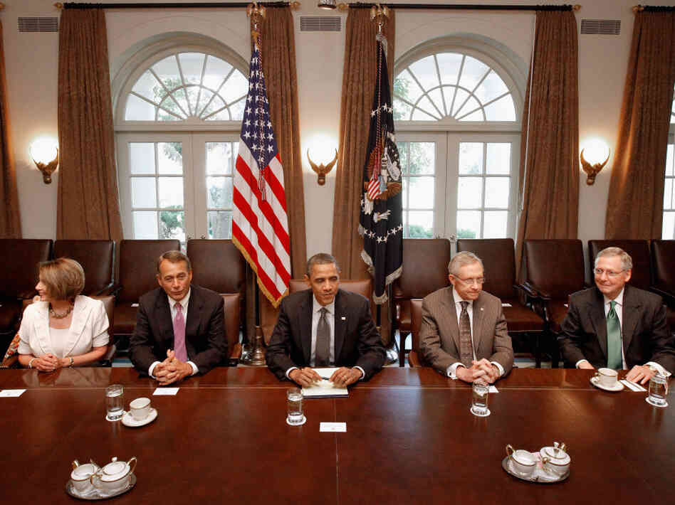 President Obama and Congressional leaders at the White House, July 14, 2011.