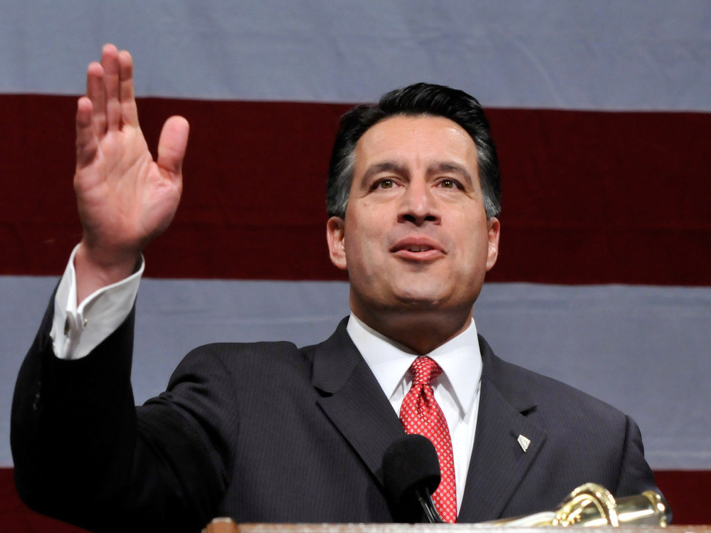 Gov. Brian Sandoval, the first Hispanic to win the Nevada statehouse, delivered his victory speech on election night in 2010 in Las Vegas.