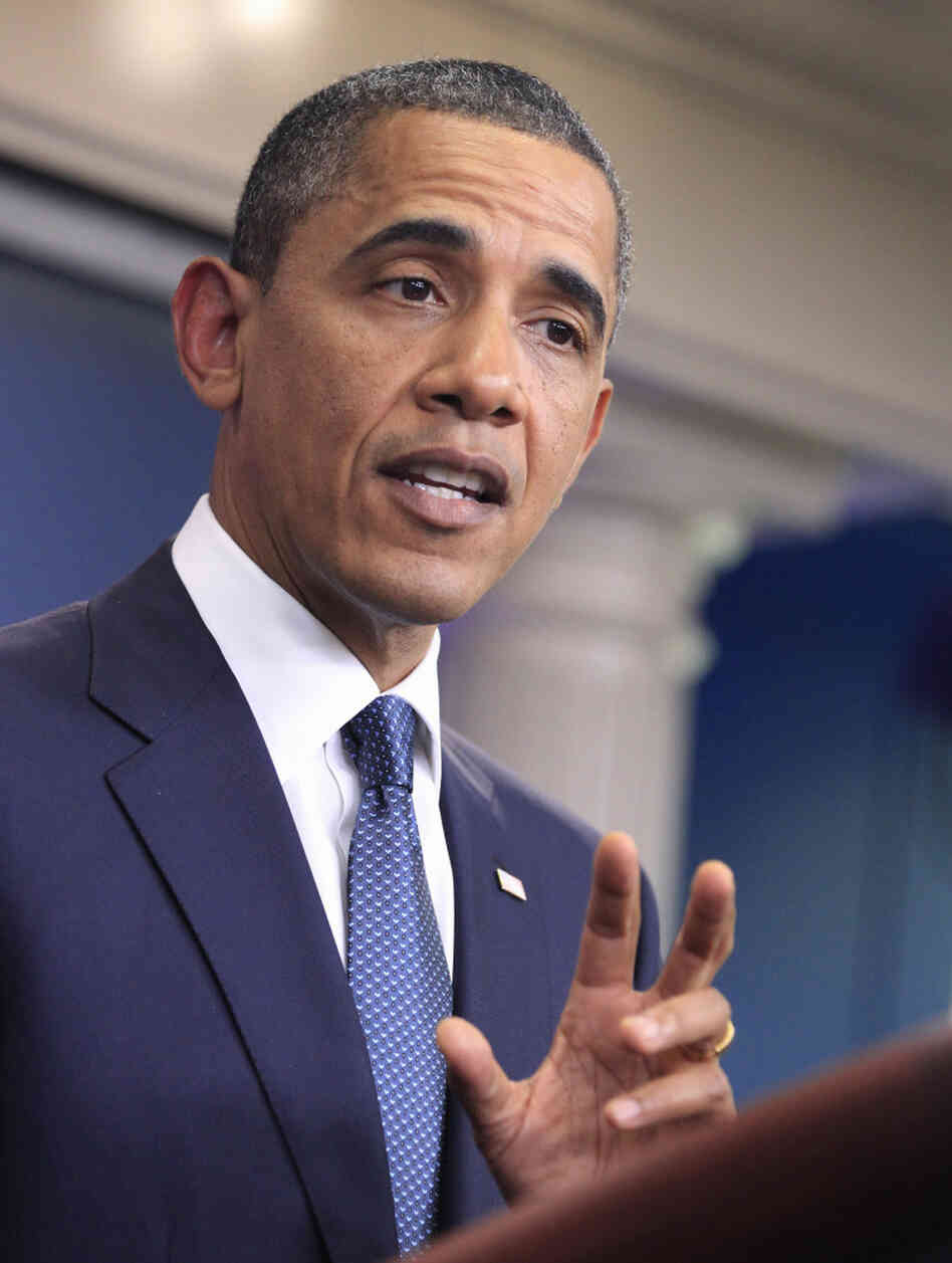 President Obama discusses the continuing budget talks in the briefing room of the White House on Tuesday.
