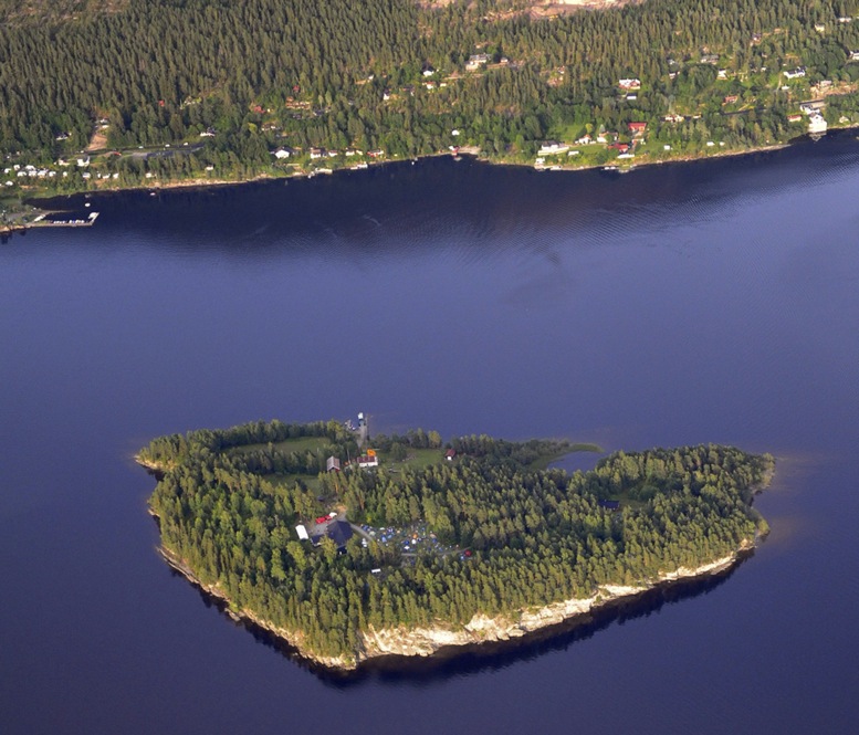 An aerial view of Utoya island taken on Thursday. 