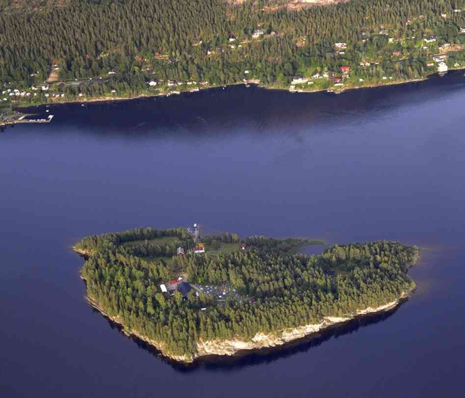 An aerial view of Utoya island taken on Thursday. 