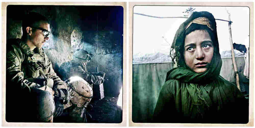 Left: LCpl. Kevin Daly during a military operation near Doghaka village in Musa Qala district, Helmand Province, Afghanistan, on Nov. 7, 2010. Right: Ali Mohammad, a 10-year-old refugee from Kandahar Province, stands in front of his makeshift house in the Charahi Qambar refugee camp in Kabul on Feb. 27. Left: LCpl. Kevin Daly during a military operation near Doghaka village in Musa Qala district, Helmand Province, Afghanistan, on Nov. 7, 2010. Right: Ali Mohammad, a 10-year-old refugee from Kandahar Province, stands in front of his makeshift house in the Charahi Qambar refugee camp in Kabul on Feb. 27.
