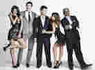Steve Jones (second from left) and judges Nicole Scherzinger, Simon Cowell, Paula Abdul, and L.A. Reid are heading up Fox's The X Factor, which will premiere this fall.