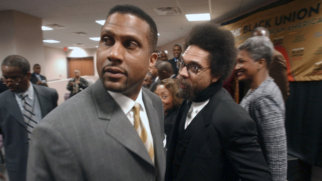 Princeton University professor Dr. Cornel West, right, talks to television and radio personality Tavis Smiley during the State of Black Union 2005 conference at the New Birth Missionary Baptist Church in Lithonia, Ga. Activists West and Smiley are planning a 15-city "Poverty Tour" to bring attention to the needy and to what they say are the failings of President Barack Obama.