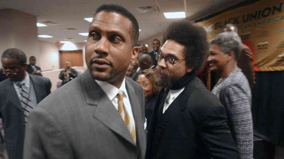 Princeton University professor Dr. Cornel West, right, talks to television and radio personality Tavis Smiley during the State of Black Union 2005 conference at the New Birth Missionary Baptist Church in Lithonia, Ga. Activists West and Smiley are planning a 15-city "Poverty Tour" to bring attention to the needy and to what they say are the failings of President Barack Obama.