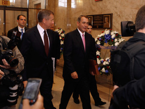 House Speaker John Boehner arrives for a House GOP caucus meeting on Wednesday. House Speaker John Boehner arrives for a House GOP caucus meeting on Wednesday.