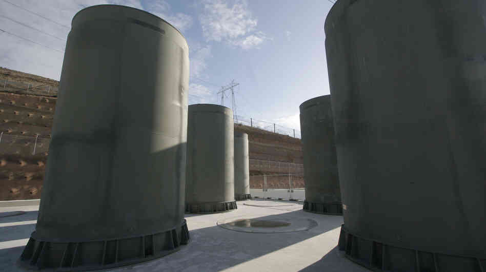 Above-ground casks at the Diablo Canyon nuclear power plant store some of the utility's nuclear fuel. Because of a lack of a central repository, nuclear waste is piling up at individual reactor sites across the United States. Above-ground casks at the Diablo Canyon nuclear power plant store some of the utility's nuclear fuel. Because of a lack of a central repository, nuclear waste is piling up at individual reactor sites across the United States.