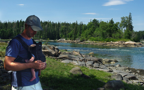 Finn and his dad, at home on the island of Vinalhaven, Maine.