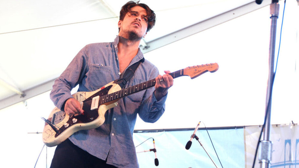 Delta Spirit's Matt Vasquez performs at the 2011 Newport Folk Festival.