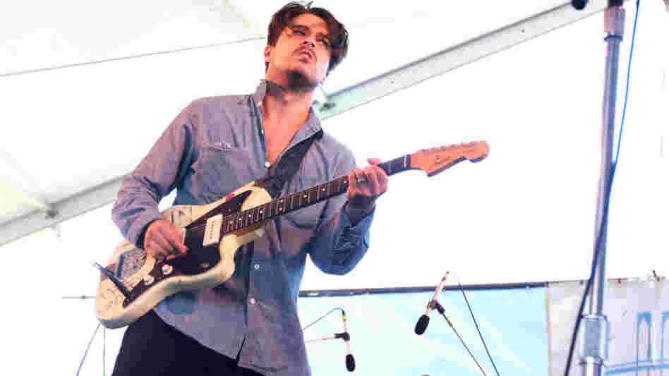 Delta Spirit's Matt Vasquez performs at the 2011 Newport Folk Festival.