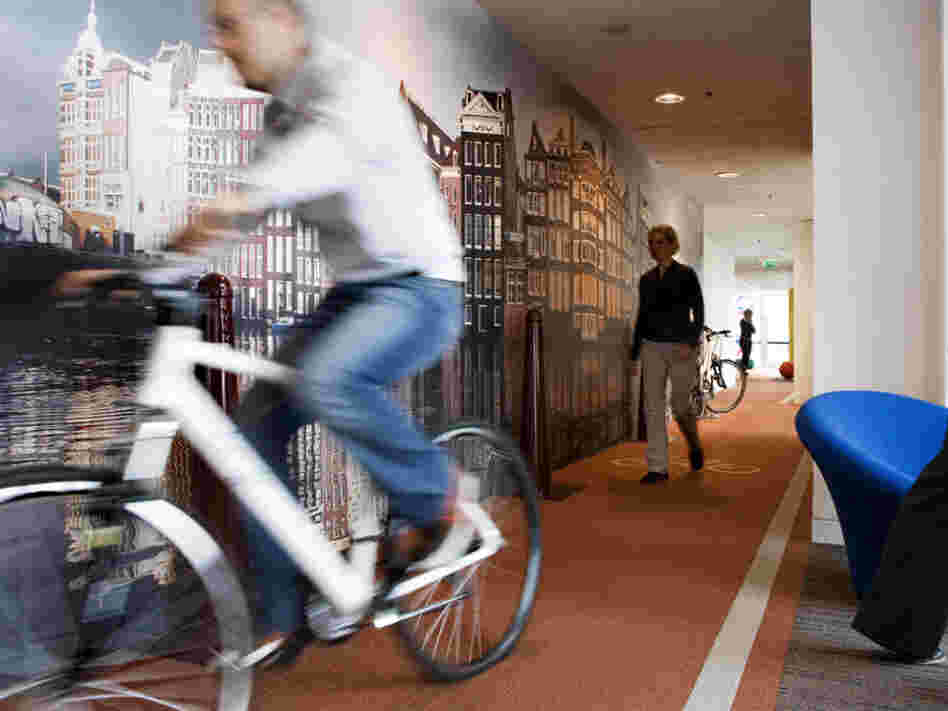 Google's Netherlands Office has an indoor bike lane.