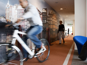 Google's Netherlands Office has an indoor bike lane. Google's Netherlands Office has an indoor bike lane.