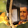 A makeshift gallows with a poster shows the pictures of former Syrian president Hafez Assad, and his sons, including current President Bashar Assad. A makeshift gallows with a poster shows the pictures of former Syrian president Hafez Assad, and his sons, including current President Bashar Assad.