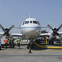 The P-3B NASA research aircraft, seen on the tarmac at Baltimore Washington International Airport on June 28, will gather data as it flies spirals over six ground stations in Maryland.