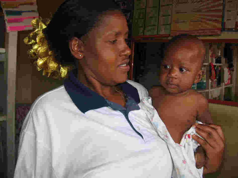 Dorothy Mwesiga with her third child. Mwesiga was treated with antidepressant drugs and talk therapy for her postpartum depression.