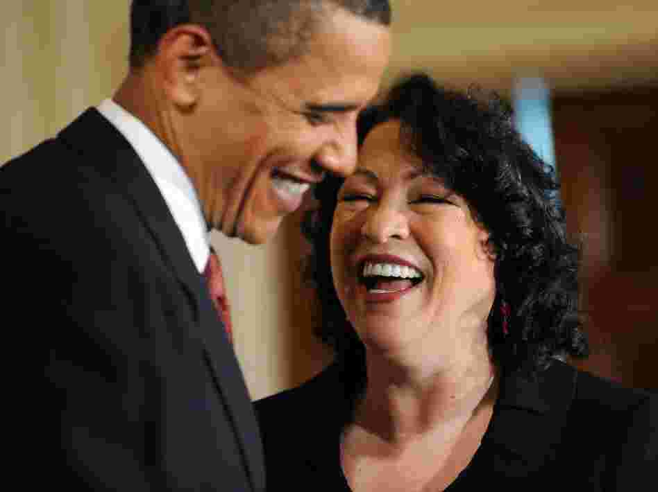 Justice Sonia Sotomayor, shown with President Obama in this file photo, became the first Hispanic Supreme Court justice during the Obama administration, one of a number of judicial diversity milestones the White House has made.