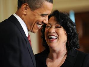 Justice Sonia Sotomayor, shown with President Obama in this file photo, became the first Hispanic Supreme Court justice during the Obama administration, one of a number of judicial diversity milestones the White House has made. Justice Sonia Sotomayor, shown with President Obama in this file photo, became the first Hispanic Supreme Court justice during the Obama administration, one of a number of judicial diversity milestones the White House has made.