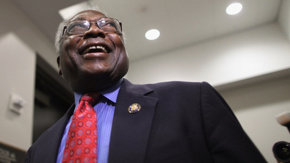 House Minority Assistant Leader James Clyburn (D-SC) heads into a meeting with House Democrats and Vice President Joe Biden at the U.S. Capitol August 1, 2011 in Washington, DC.
