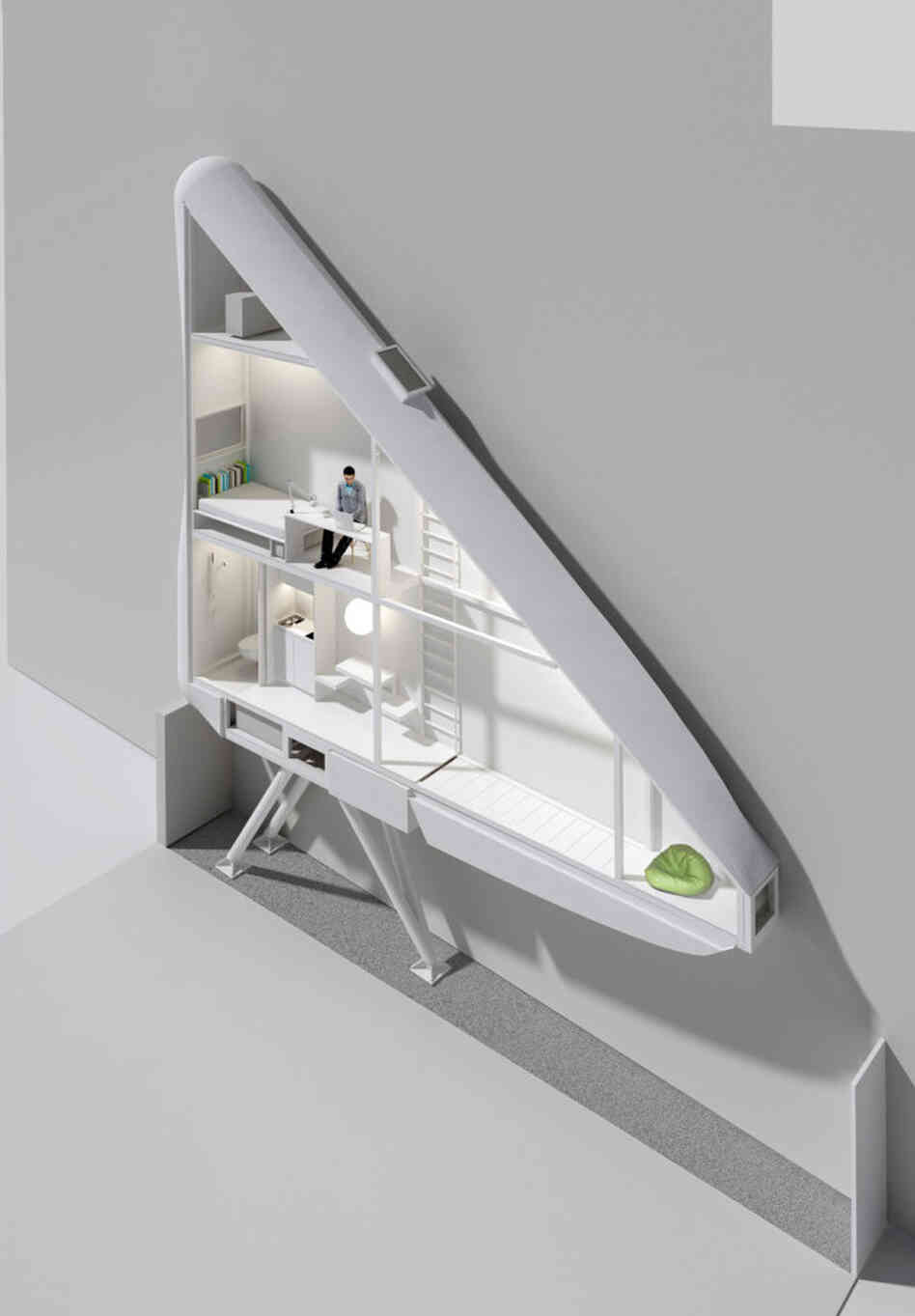 Inside the Keret House.